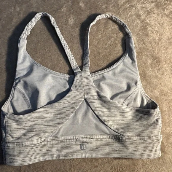 lululemon athletica Light Gray Striped Sports Bra - Picture 2 of 4